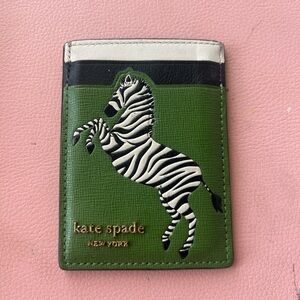 Kate Spade Green and Black Zebra Card Holder